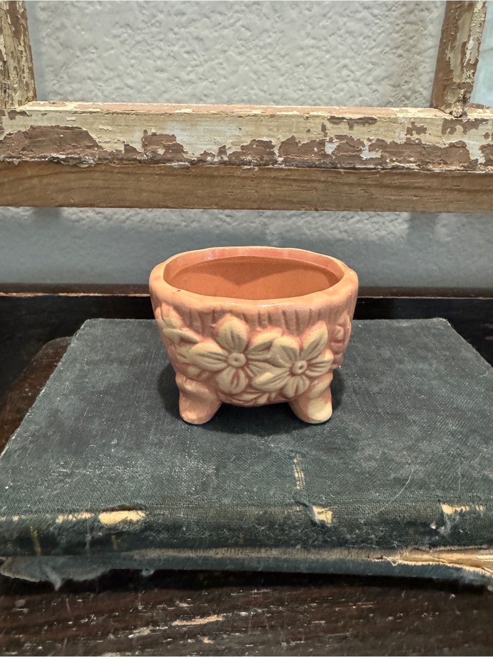 Small Handcrafted Floral Terracotta Planter